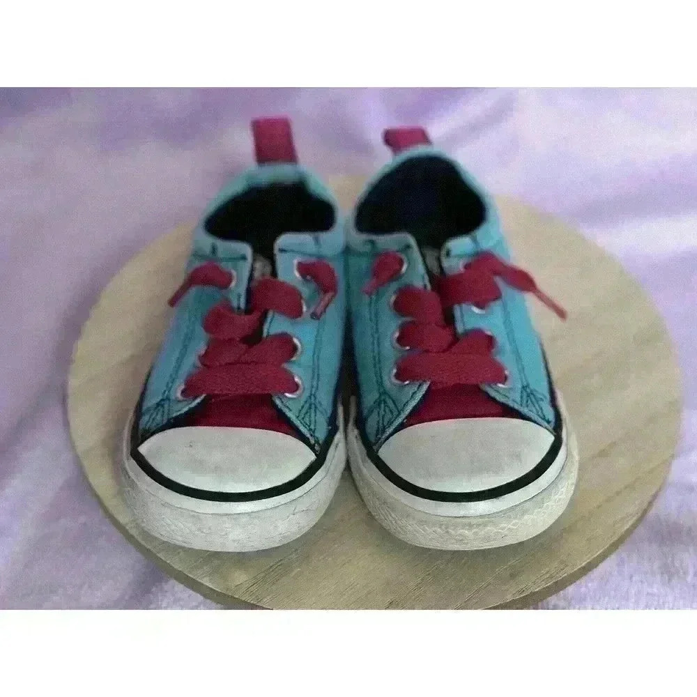 Infant’s Converse ‘CT Street Slip’ Trainers Blue With Hot Pink Laces Size 6 - Picture 3 of 8